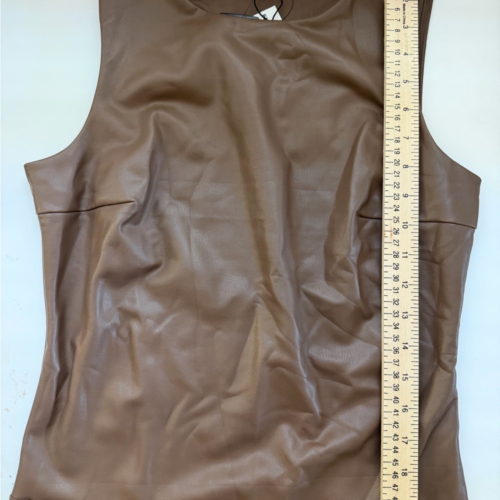Express Brown Leather-Look Tank Top